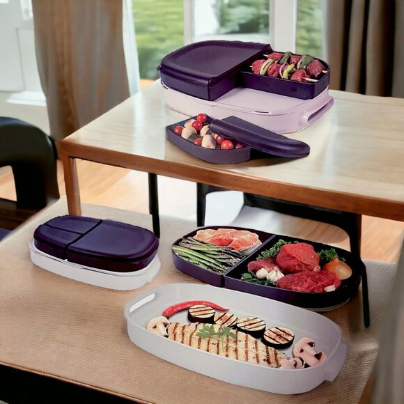 Outdoor Grill Multipurpose Two Tiered BBQ Prep & Serve Tray Container By Torelli - Picture 14 of 14